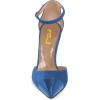 imageFSJ Women Stiletto High Heels DOrsay Pumps Pointed Closed Point Toe Ankle Strap Office Dress Shoes Size 415 M USBlue