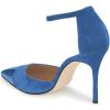 imageFSJ Women Stiletto High Heels DOrsay Pumps Pointed Closed Point Toe Ankle Strap Office Dress Shoes Size 415 M USBlue