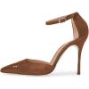 imageFSJ Women Stiletto High Heels DOrsay Pumps Pointed Closed Point Toe Ankle Strap Office Dress Shoes Size 415 M USBrown