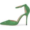 imageFSJ Women Stiletto High Heels DOrsay Pumps Pointed Closed Point Toe Ankle Strap Office Dress Shoes Size 415 M USGreen