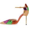 imageFSJ Women Stiletto High Heels DOrsay Pumps Pointed Closed Point Toe Ankle Strap Office Dress Shoes Size 415 M USMulticolor Gold