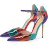 imageFSJ Women Stiletto High Heels DOrsay Pumps Pointed Closed Point Toe Ankle Strap Office Dress Shoes Size 415 M USMulticolor Purple