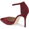 imageFSJ Women Stiletto High Heels DOrsay Pumps Pointed Closed Point Toe Ankle Strap Office Dress Shoes Size 415 M USWine Red