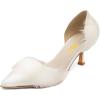 imageFSJ Women DOrsay Kitten Low Heels Pumps Closed Pointed Toe Comfort SlipOn Feather Sandals Ladies Work Party Satin Dress Shoes Size 416 USWhite
