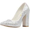 imageFSJ Women Luxury Pearl Studded Pointed Toe Pumps Chunky Block High Heel Sparkly Rhinestone Embellished Slip On Wedding Party Formal Event Shoes Size 416 USCrystals