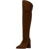 imageFSJ Women OverTheKnee Boots Round Toe Thigh High Chunky Heel Suede Pullon Long Stretch Sexy Winter Shoes Size 416 USBrown