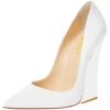 imageFSJ Women Pointed Toe Wedges High Heel Pumps Sexy Slip On Formal Closed Toe Wedding Party Evening Dress Shoes Size 416 USWhite
