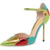 imageFSJ Women Stiletto High Heels DOrsay Pumps Pointed Closed Point Toe Ankle Strap Office Dress Shoes Size 415 M USMulticolor Green