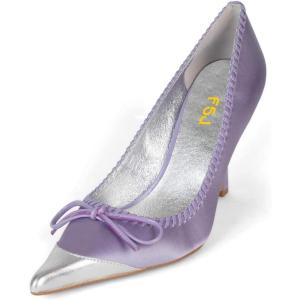 imageFSJ Women Chic Bow Pumps Cap Toe Stiletto Slip On Sexy Color Matching Pointed Toe High Heels Fashion Dress Shoes Size 416 USPurple