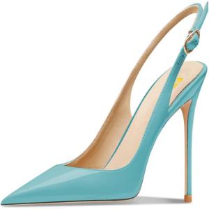imageFSJ Women Closed Toe Pointy High Heel Pumps Sexy Slingback Heeled Sandals with Buckle Banquet Formal Event Dress Shoes Sizes 416 USTurquoise