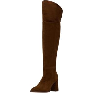 imageFSJ Women OverTheKnee Boots Round Toe Thigh High Chunky Heel Suede Pullon Long Stretch Sexy Winter Shoes Size 416 USBrown