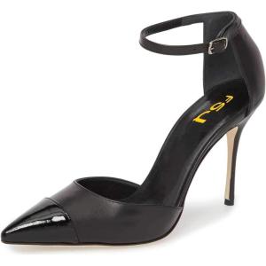 imageFSJ Women Stiletto High Heels DOrsay Pumps Pointed Closed Point Toe Ankle Strap Office Dress Shoes Size 415 M USBlack