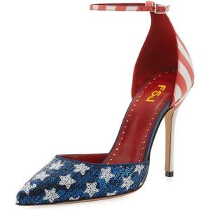 imageFSJ Women Stiletto High Heels DOrsay Pumps Pointed Closed Point Toe Ankle Strap Office Dress Shoes Size 415 M USFlag