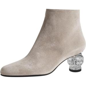 imageFSJ Women Round Toe Crystal Chunky Block Low Heel Ankle Boots Fashion Side Zipper Casual Prom Walking Shoes Size 416 USGrey Suede