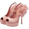 imageFSJ Women Peep Toe Pumps Feather Platform Stiletto Heels Fluffy Fur Slingback Sandals Glamorous Party Wedding Prom Shoes Size 416 USPink