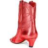 image:imageFSJ Women Square Toe Comfort Kitten Low Heel Ankle Boot Pull On Bootie Winter Cowgirl Cowboy Sexy Dressy Shoes Size 416 USRed Metallic Leather