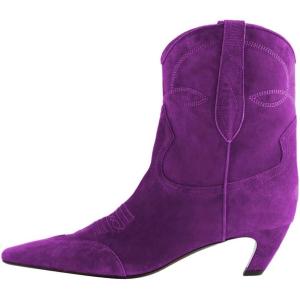 image:imageFSJ Women Square Toe Comfort Kitten Low Heel Ankle Boot Pull On Bootie Winter Cowgirl Cowboy Sexy Dressy Shoes Size 416 USPurple Suede