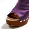 image:imageFSJ Women Studded Platform Heels Slingback Sandals Wooden Block Heel Ankle Strap Peep Toe Mules Comfortable Walking Shoes Size 416 USPurple