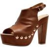 image:imageFSJ Women Studded Platform Heels Slingback Sandals Wooden Block Heel Ankle Strap Peep Toe Mules Comfortable Walking Shoes Size 416 USBrown