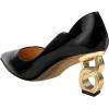 image:imageFSJ Women Classic Gold Metal Chain Pumps Pointed Toe Slip On Patent Leather Formal Block Heel Office Ladies Business Shoes Size 416 USBlack