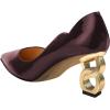 image:imageFSJ Women Classic Gold Metal Chain Pumps Pointed Toe Slip On Patent Leather Formal Block Heel Office Ladies Business Shoes Size 416 USDark Brownish Purple