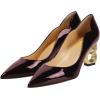 image:imageFSJ Women Classic Gold Metal Chain Pumps Pointed Toe Slip On Patent Leather Formal Block Heel Office Ladies Business Shoes Size 416 USDark Brownish Purple