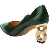image:imageFSJ Women Classic Gold Metal Chain Pumps Pointed Toe Slip On Patent Leather Formal Block Heel Office Ladies Business Shoes Size 416 USGreen