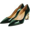 image:imageFSJ Women Classic Gold Metal Chain Pumps Pointed Toe Slip On Patent Leather Formal Block Heel Office Ladies Business Shoes Size 416 USGreen