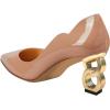 image:imageFSJ Women Classic Gold Metal Chain Pumps Pointed Toe Slip On Patent Leather Formal Block Heel Office Ladies Business Shoes Size 416 USNude
