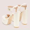 image:imageFSJ Women Classic Platform Chunky Block High Heel Sandals Ankle Strap Open Toe Comfortable Thick Heel Wedding Party Brunch Evening Dressy Shoes Size 416 USIvory White