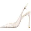 image:imageFSJ Women Closed Toe Pointy High Heel Pumps Sexy Slingback Heeled Sandals with Buckle Banquet Formal Event Dress Shoes Sizes 416 USWhite Lace