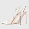 image:imageFSJ Women Closed Toe Pointy High Heel Pumps Sexy Slingback Heeled Sandals with Buckle Banquet Formal Event Dress Shoes Sizes 416 USWhite Lace