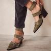 image:imageFSJ Womens Pointed Toe Strappy Wedge Heel SandalsOlive Green