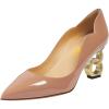 image:imageFSJ Women Classic Gold Metal Chain Pumps Pointed Toe Slip On Patent Leather Formal Block Heel Office Ladies Business Shoes Size 416 USNude