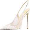 image:imageFSJ Women Closed Toe Pointy High Heel Pumps Sexy Slingback Heeled Sandals with Buckle Banquet Formal Event Dress Shoes Sizes 416 USWhite Lace