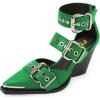 image:imageFSJ Womens Pointed Toe Strappy Wedge Heel SandalsGreen