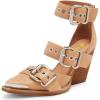image:imageFSJ Womens Pointed Toe Strappy Wedge Heel SandalsLight Brown