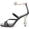 image:imageFSJ Women Bridal Square Open Toe Strappy Sandals Pearls High Heel Metal Ring Ankle Strap Rhinestones Sexy Wedding Party Prom Dress Shoes Size 416 USBlack