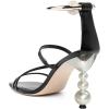 image:imageFSJ Women Bridal Square Open Toe Strappy Sandals Pearls High Heel Metal Ring Ankle Strap Rhinestones Sexy Wedding Party Prom Dress Shoes Size 416 USBlack