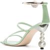 image:imageFSJ Women Bridal Square Open Toe Strappy Sandals Pearls High Heel Metal Ring Ankle Strap Rhinestones Sexy Wedding Party Prom Dress Shoes Size 416 USGrass Green