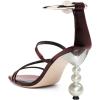 image:imageFSJ Women Bridal Square Open Toe Strappy Sandals Pearls High Heel Metal Ring Ankle Strap Rhinestones Sexy Wedding Party Prom Dress Shoes Size 416 USMaroon