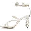 image:imageFSJ Women Bridal Square Open Toe Strappy Sandals Pearls High Heel Metal Ring Ankle Strap Rhinestones Sexy Wedding Party Prom Dress Shoes Size 416 USWhite