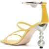 image:imageFSJ Women Bridal Square Open Toe Strappy Sandals Pearls High Heel Metal Ring Ankle Strap Rhinestones Sexy Wedding Party Prom Dress Shoes Size 416 USYellow