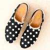 image:imageFSJ Women Closed Round Toe Clogs Fur Lining Rivets Wooden Chunky Mid Heel Slingback Mules with Studs Comfortable Shoes Size 416 USBlack and White Polka Dots