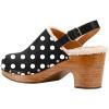 image:imageFSJ Women Closed Round Toe Clogs Fur Lining Rivets Wooden Chunky Mid Heel Slingback Mules with Studs Comfortable Shoes Size 416 USBlack and White Polka Dots
