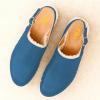 image:imageFSJ Women Closed Round Toe Clogs Fur Lining Rivets Wooden Chunky Mid Heel Slingback Mules with Studs Comfortable Shoes Size 416 USDeepskyblue