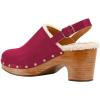 image:imageFSJ Women Closed Round Toe Clogs Fur Lining Rivets Wooden Chunky Mid Heel Slingback Mules with Studs Comfortable Shoes Size 416 USFuchsia