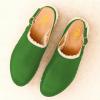 image:imageFSJ Women Closed Round Toe Clogs Fur Lining Rivets Wooden Chunky Mid Heel Slingback Mules with Studs Comfortable Shoes Size 416 USGreen