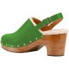 image:imageFSJ Women Closed Round Toe Clogs Fur Lining Rivets Wooden Chunky Mid Heel Slingback Mules with Studs Comfortable Shoes Size 416 USGreen