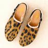 image:imageFSJ Women Closed Round Toe Clogs Fur Lining Rivets Wooden Chunky Mid Heel Slingback Mules with Studs Comfortable Shoes Size 416 USLeopard